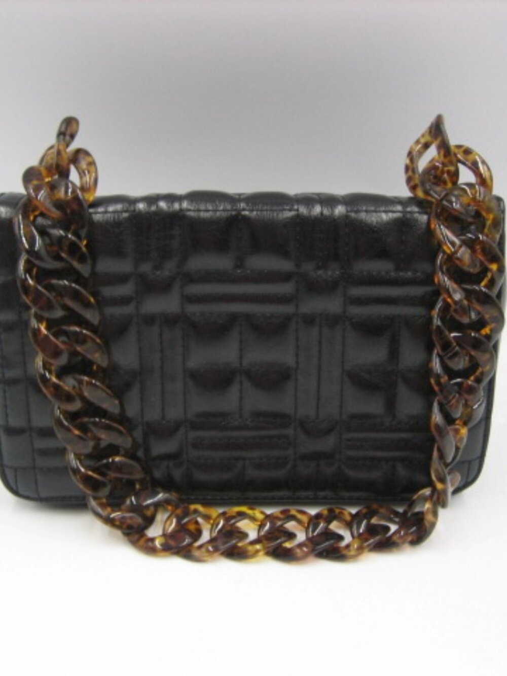 Like Dreams Black Purse Quilted Tortoise Shell Chain Handle